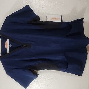 Elite Med Performance Blue And Black Women's Scrub Top Size L NWT
